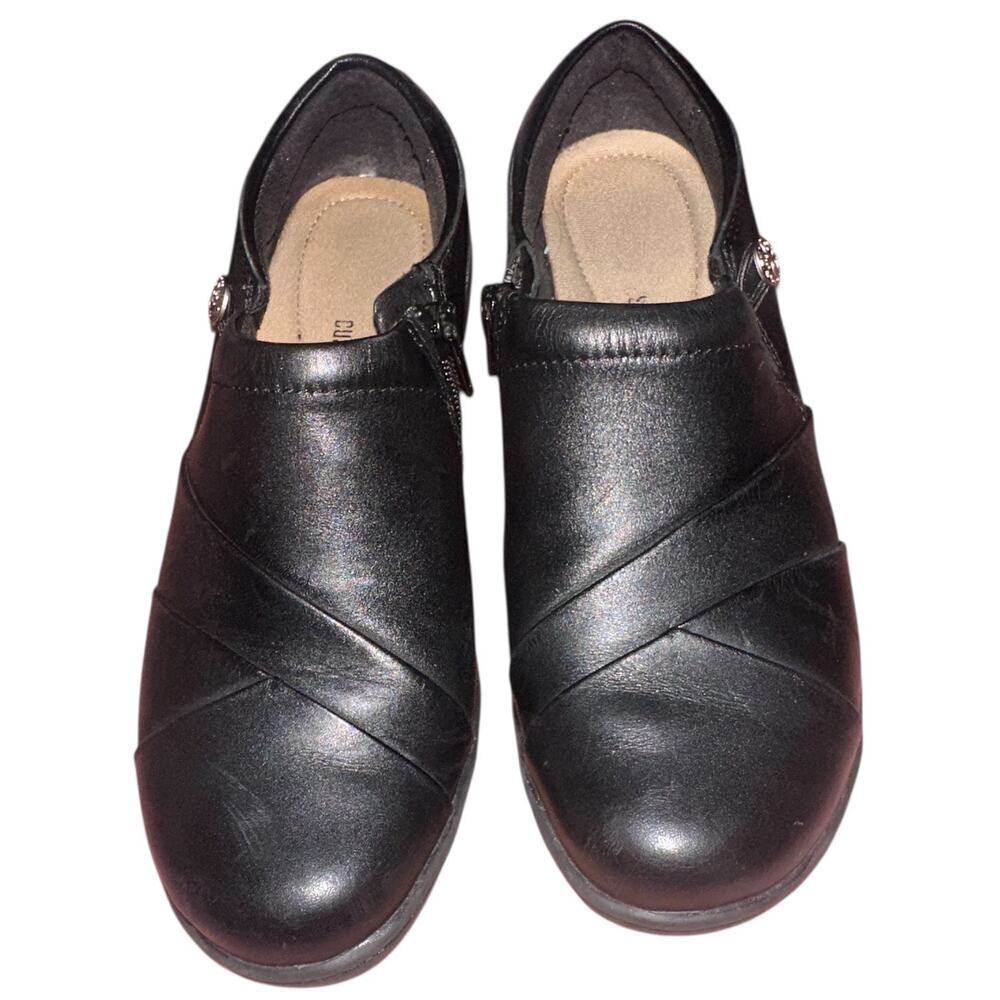 Clarks Black Leather Comfort Clogs | Cushioned Insole | Everyday Work Shoes 7.5